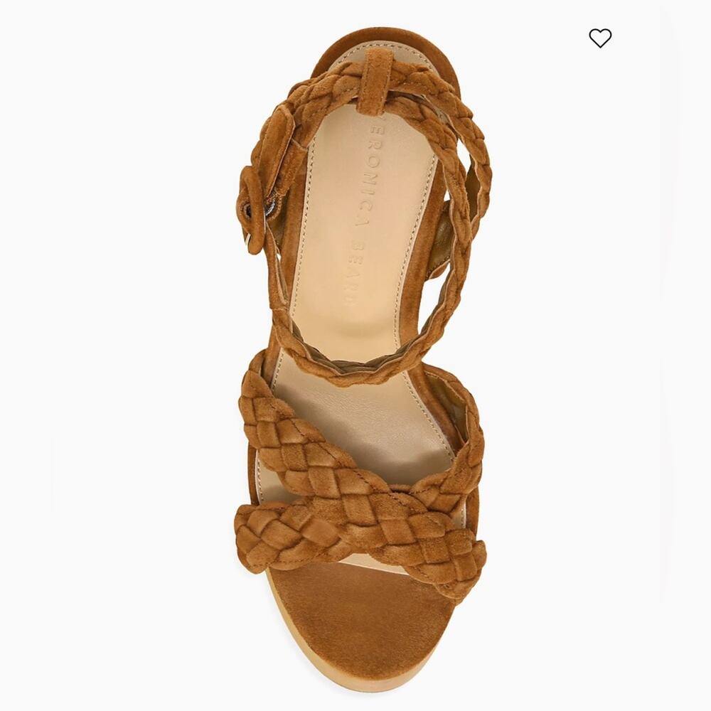 VERONICA BEARD Gael Braided Ankle Strap Sandal Platform Heels New in Box 10 Wood - Picture 6 of 10